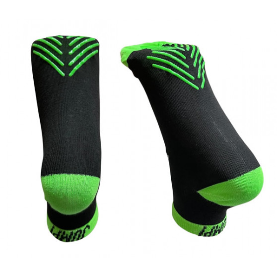 Black / Neon Green Half Grips Trampoline Jump Socks  Size LG - 9.5   