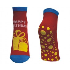 Birthday Red/Blue Ankle Socks Anti Skid LG - 9.5"