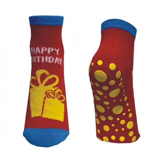 Birthday Red/Blue Ankle Socks Anti Skid SM - 6.5"