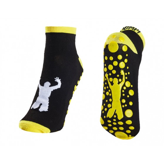 Black/Yellow Trampoline Jump Socks  Size LG -9.5