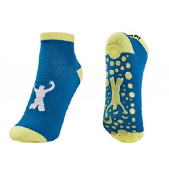 Blue/Yellow  Trampoline Jump Socks  Size LG - 9.5"  